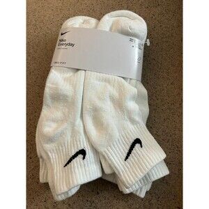 New Nike Everyday Mens Size 8-12 White Cotton Crew Socks